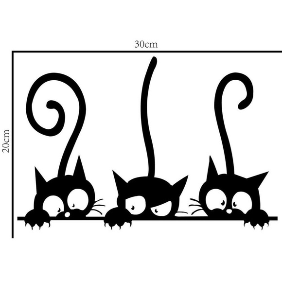 Other - CAT WALL STICKER - 3 Cats Decoration 12"x8" Art Other - CAT WALL STICKER - 3 Cats Decoration 12"x8" Art